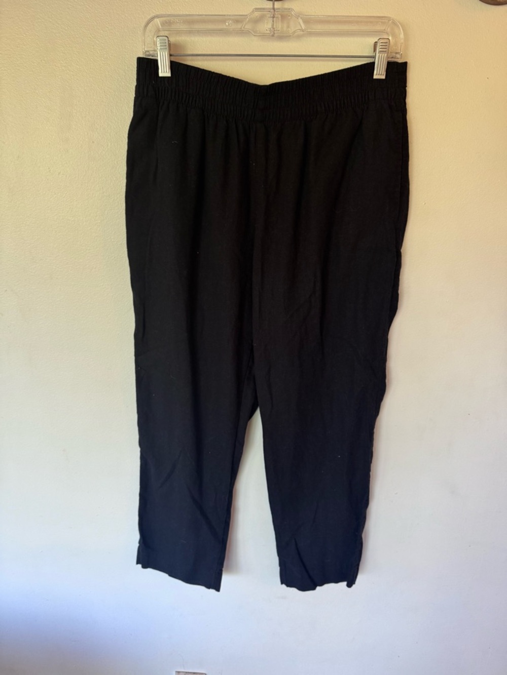 Old Navy Black linen high rise pull on Straight-Leg Women's Pants size medium